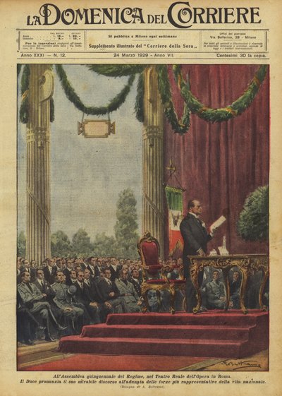 På den femårige forsamlingen av regimet, i Royal Opera House i Roma av Achille Beltrame