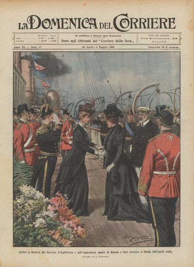 Ankomst til Genova av suverene i England og Russlands keiserinne og møte dem? av Achille Beltrame