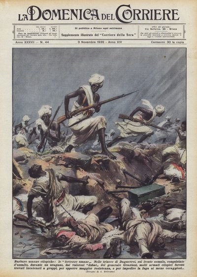Barbariske etiopiske skikker, menneskelige festninger av Achille Beltrame