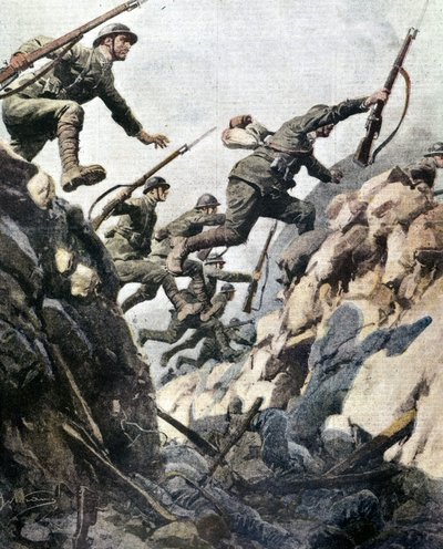 Slaget ved Ortigara (juni 1917). Tallerken av A. Beltrame. av Achille Beltrame
