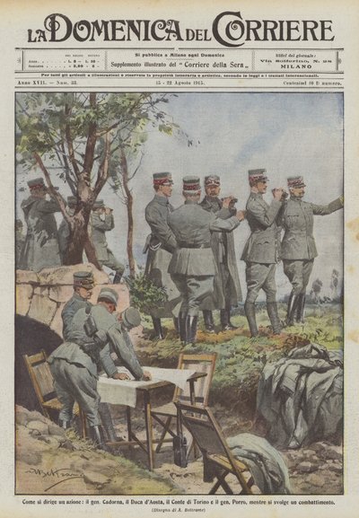Hvordan klarer du en aksjon, Gen Cadorna, hertugen av Aosta, greven av Torino og Gen Porro? av Achille Beltrame