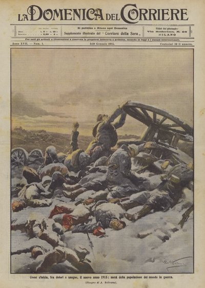 Som sinitia, mellom smerte og blod, det nye året 1915, halvparten av verdens befolkning i krig av Achille Beltrame