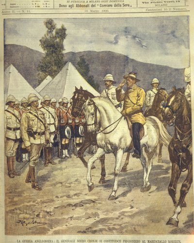 Forsideillustrasjon av general Cronje som overga seg til marskalk Roberts under Anglo-Zulu og Anglo-Boer Wars 1850-1902 av Achille Beltrame