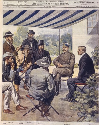 Forsideillustrasjon av forhandlinger om fredsavtale under Anglo-Zulu og Anglo-Boer Wars 1850-1902 av Achille Beltrame