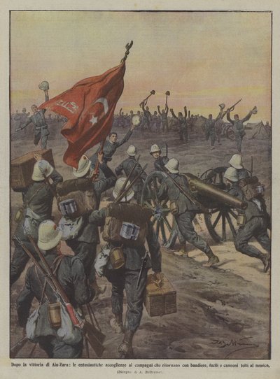 Etter seieren til Ain-Zara, den entusiastiske velkommen til kameratene som kommer tilbake med flagg? av Achille Beltrame
