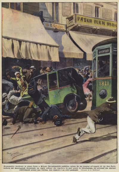 Dramatisk ulykke midt på Corso i Milano av Achille Beltrame