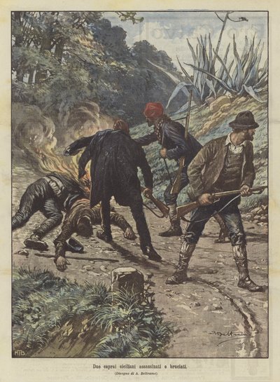 To sicilianske geitegjetere ble drept og brent av Achille Beltrame
