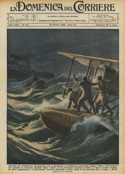 Under en stormfull reise mellom Sardinia og Tunisia, det italienske dampskipet Duce? av Achille Beltrame