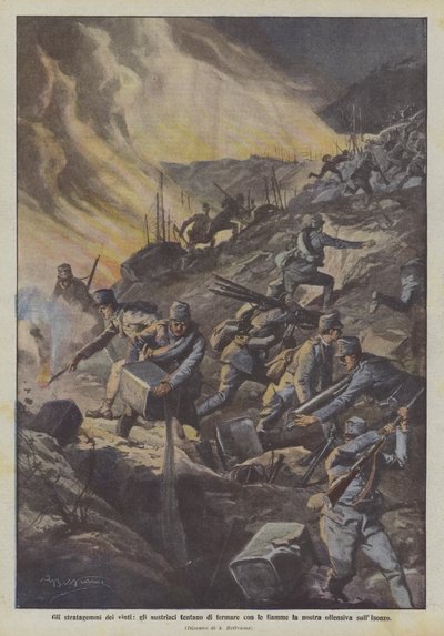 Listene til de beseirede, østerrikerne prøver å stoppe vår offensive sullsonzo med flammer av Achille Beltrame