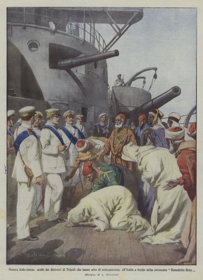 Italiensk-tyrkisk krig, arabere fra rundt Tripoli som underkaster seg Italia? av Achille Beltrame