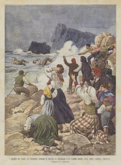 I Drammi Del Mare, A Terrible Episode Following the Shipwreck Of A Steam At Santa Croce Camerina (Syracuse) av Achille Beltrame