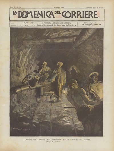 Verkene for Simplon-tunnelen, i Viscere Del Monte av Achille Beltrame