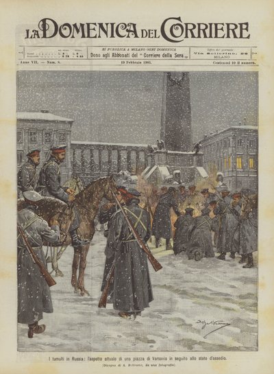 Opptøyene i Russland, det nåværende utseendet til et torg i Warszawa etter beleiringstilstanden av Achille Beltrame