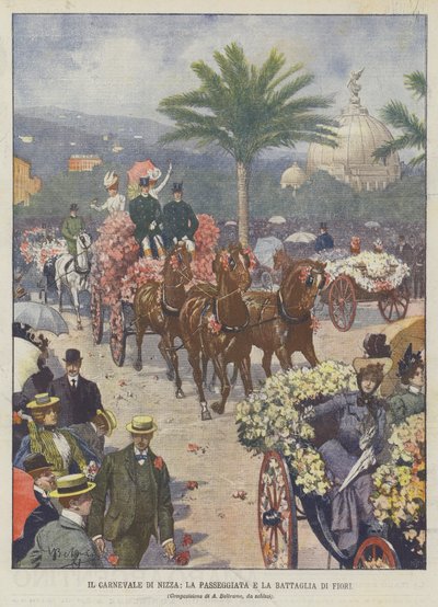 Det fine karnevalet, vandringen og slaget om blomster av Achille Beltrame