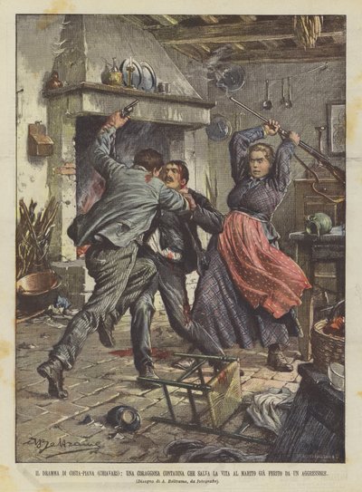 Dramaet til Costa-Piana (Chiavari), en modig bondekvinne som redder ektemannens liv allerede? av Achille Beltrame