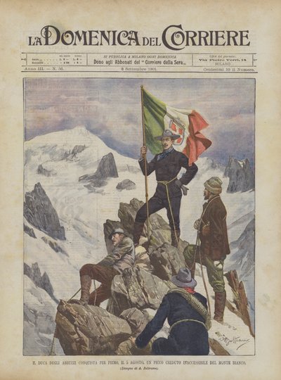 Duca Degli Abruzzi var den første som 5. august erobret en topp som antas å være utilgjengelig på Mont Blanc av Achille Beltrame