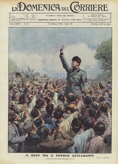 Il Duce blant det jublende folket av Achille Beltrame
