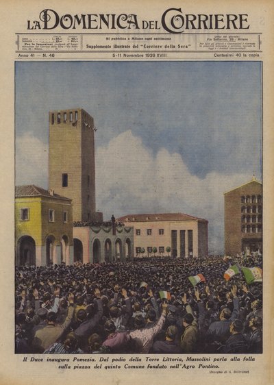 The Duce innvier Pomezia av Achille Beltrame