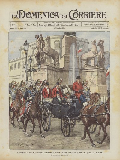Presidenten for Den franske republikk i Italia, hans ankomst til Piazza Del Quirinale, Roma av Achille Beltrame