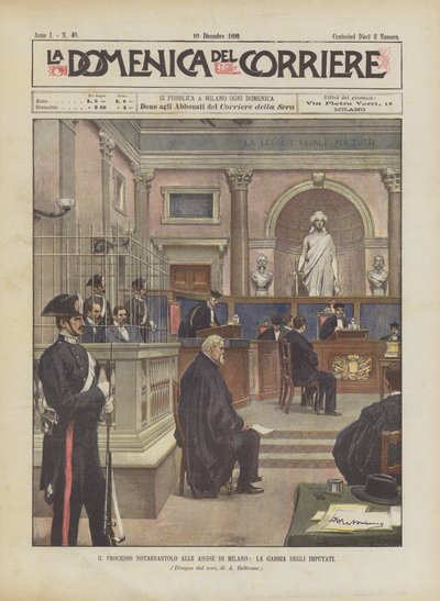 Notarbartolo-rettssaken ved Assizes of Milan, buret til de tiltalte av Achille Beltrame