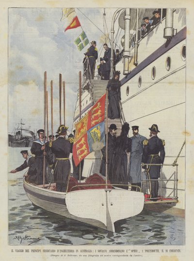 Kronprinsens reise fra England til Australia, suverene forlater Thephir? av Achille Beltrame