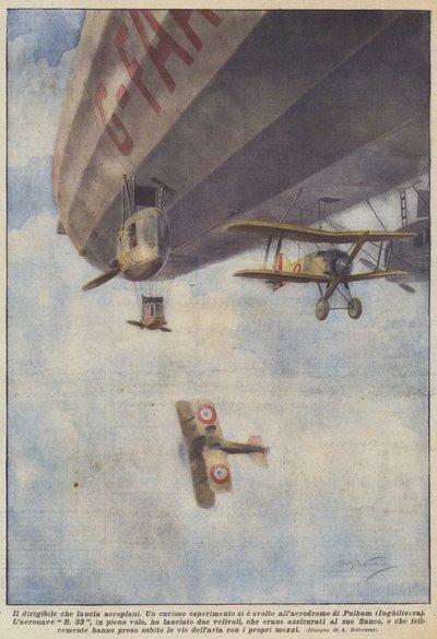 Luftskipet som sender ut fly av Achille Beltrame