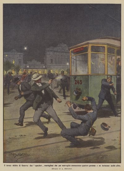 Den voldsomme forbrytelsen til Genova, to Marseillais-apacher som dreper fire mennesker for ondskap? av Achille Beltrame