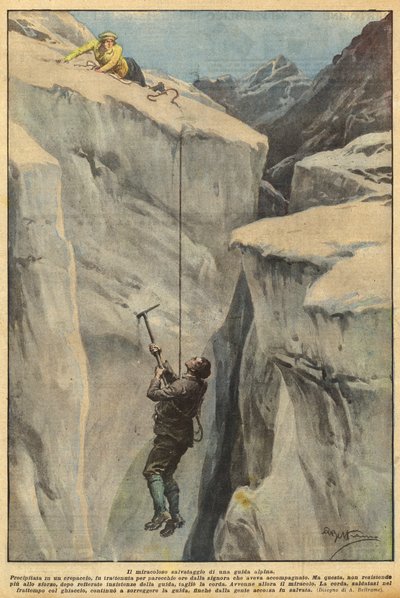 Den mirakuløse redningen av en fjellguide av Achille Beltrame