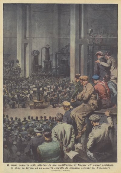 Første konsert i verkstedene av Achille Beltrame