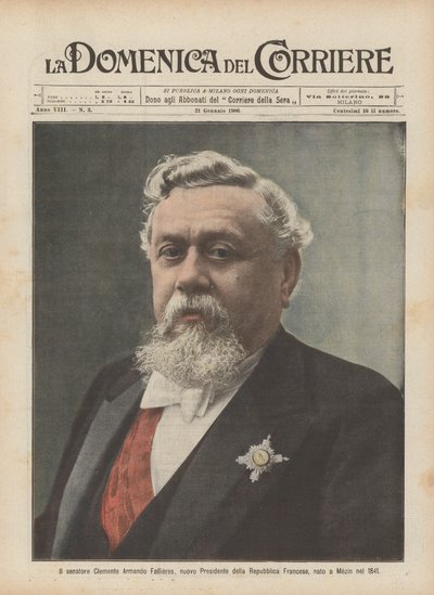 Senator Clemente Armando Fallieres, ny president i Den franske republikk, født i Mezin i 1841 av Achille Beltrame