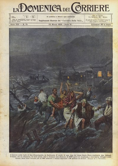 Terror i San Francisquito-dalen, California av Achille Beltrame