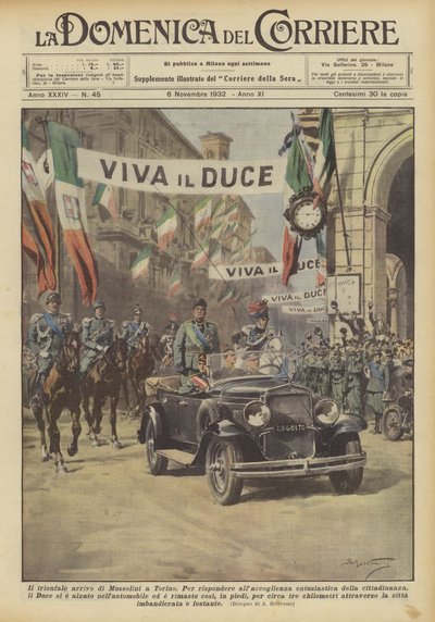 Den triumferende ankomsten til Mussolini i Torino av Achille Beltrame