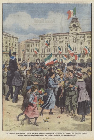 Opptøyet i gatene i italienske Trieste av Achille Beltrame