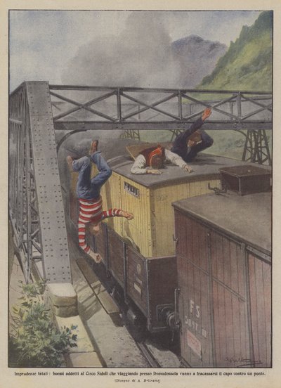 Fatal uaktsomhet, bohemske ansatte i Sidoli Circus som reiser til Domodossola? av Achille Beltrame
