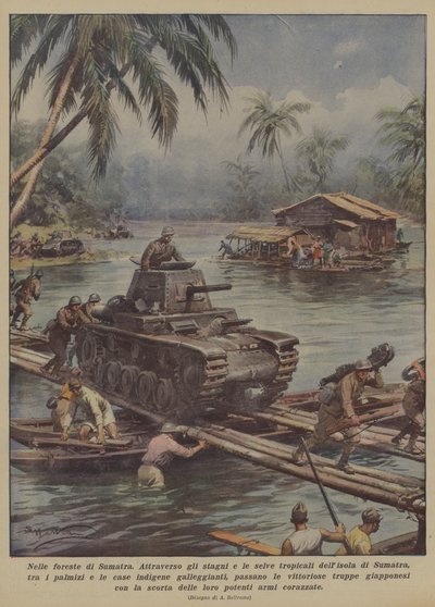 I skogene på Sumatra (farge litho) av Achille Beltrame