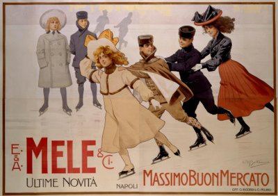 Ungdoms skøyteløpere / plakat 1902 av Achille Beltrame