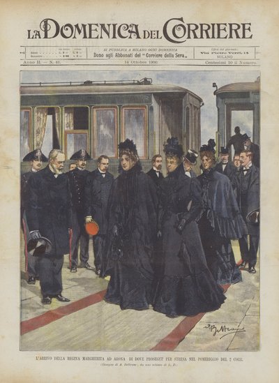 Dronning Margheritas ankomst til Arona hvor du fortsetter til Stresa om ettermiddagen 2. corr av Achille Beltrame