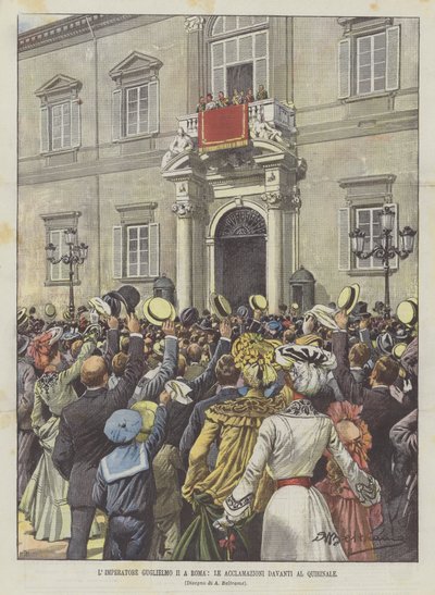 Keiser William II i Roma, akklamasjonene foran quirinalen av Achille Beltrame