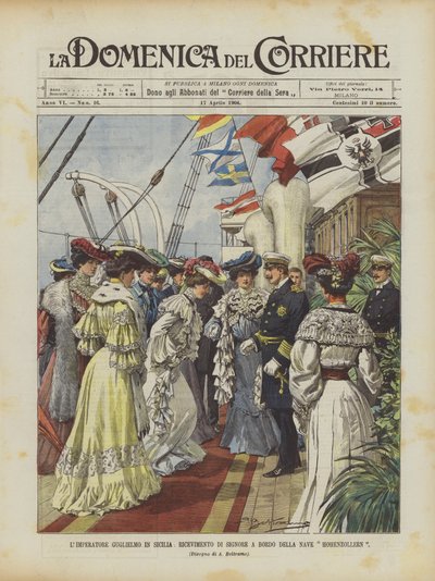 Keiser William på Sicilia, Herrens mottakelse ombord på Hohenzollern-skipet av Achille Beltrame