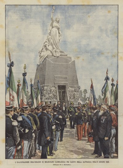 Innvielsen av Ossuary of Melegnano (Lombardia) for de falne i slaget 8. juni 1859 av Achille Beltrame