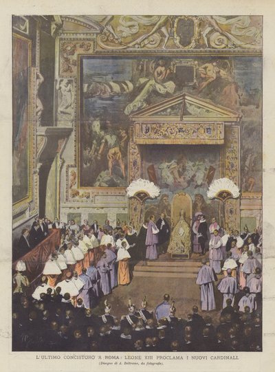 Siste konsistorium I Roma utroper Leo XIII de nye kardinalene av Achille Beltrame