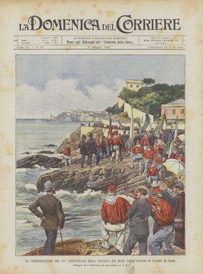 Markeringen av 42-årsjubileet for de tusen avgang fra klippen Quarto til havet av Achille Beltrame