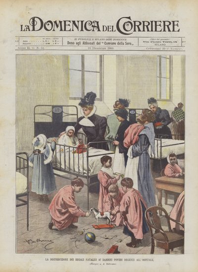 Utdeling av julegaver til fattige barn på sykehus av Achille Beltrame