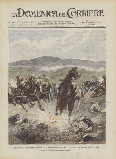 Anglo-Boer War, tap av britisk artilleri i slaget ved Colenso (14. desember) av Achille Beltrame