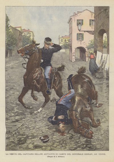 Dødsfallet til kaptein Bellinis aide-de-camp til general Goiran, i Udine av Achille Beltrame