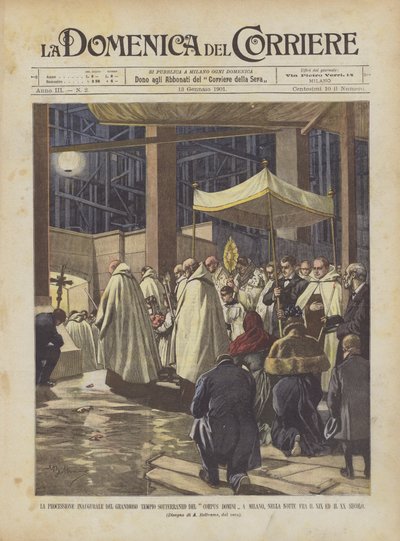 Innvielsesprosesjonen av det store underjordiske tempelet til Corpus Domini i Milano? av Achille Beltrame