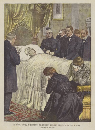Dronning Victoria av England i dødsleie omgitt av sine barn og barnebarn av Achille Beltrame