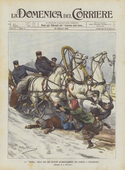 Tsartroikaen investerer ved et uhell tre små jenter i Petersburg av Achille Beltrame