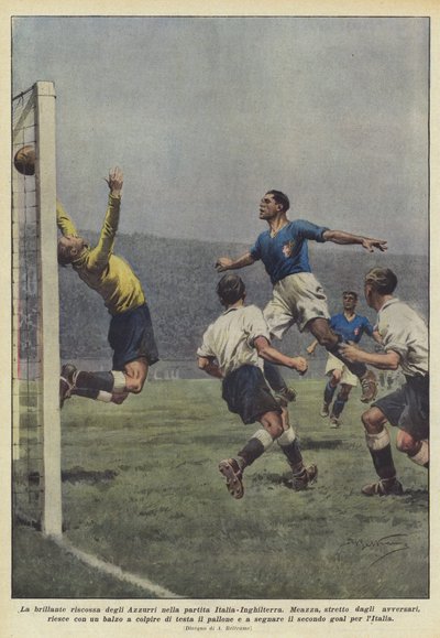 Den strålende gjenvinningen av Azzurri i kampen mellom Italia og England av Achille Beltrame