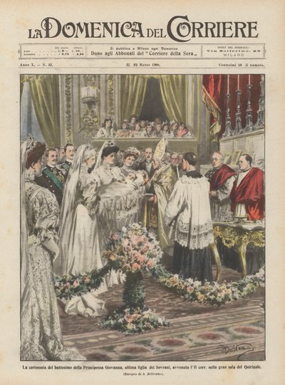 Seremonien for dåpen til prinsesse Giovanna, siste datter av suverene, fant sted 11. av Achille Beltrame